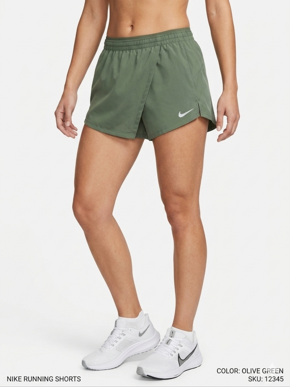 Nike Olive Green Women's Athletic Running Shorts - Picture 1 of 8